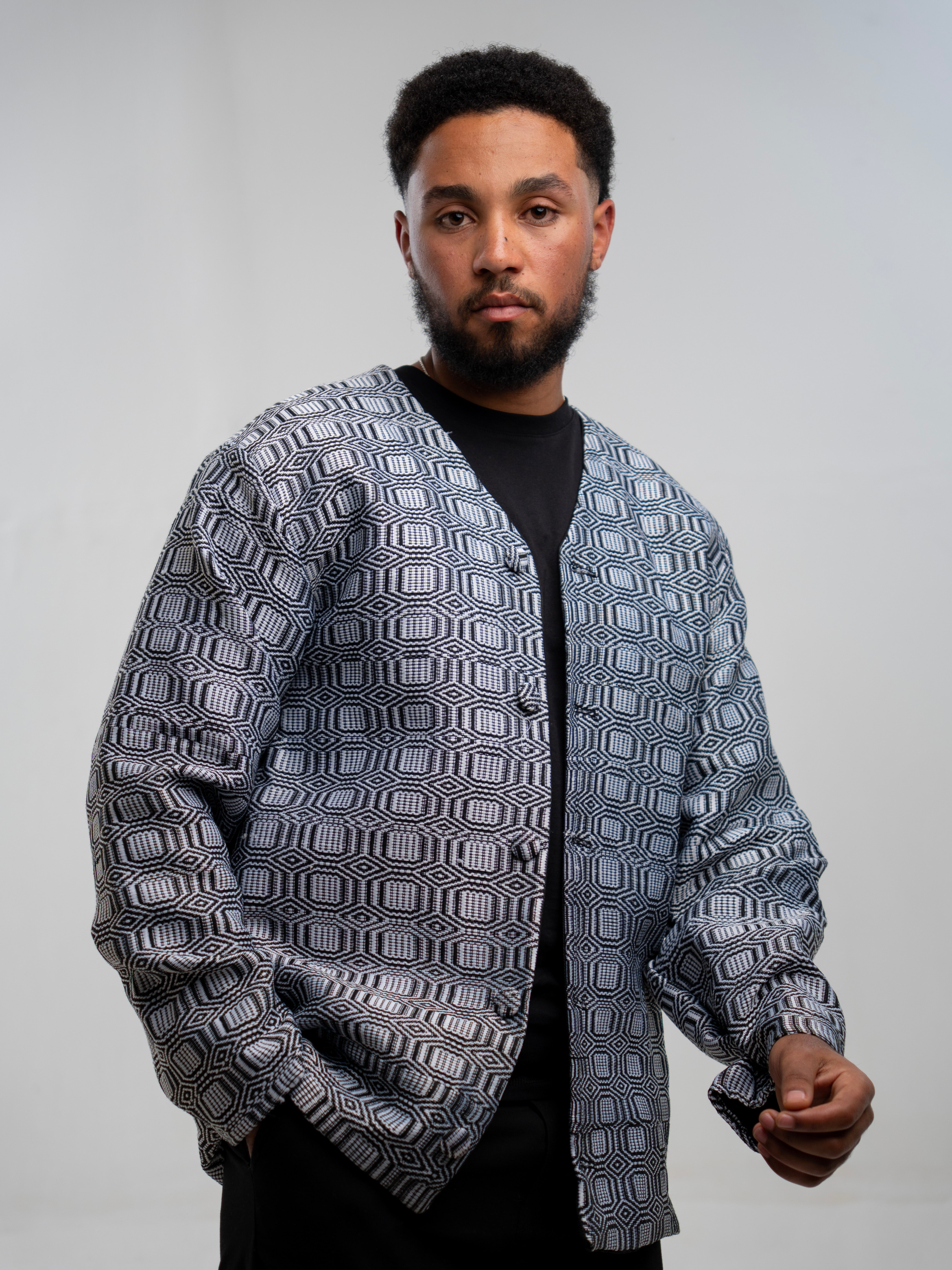 Tilet Cardigan l Long l Black/white