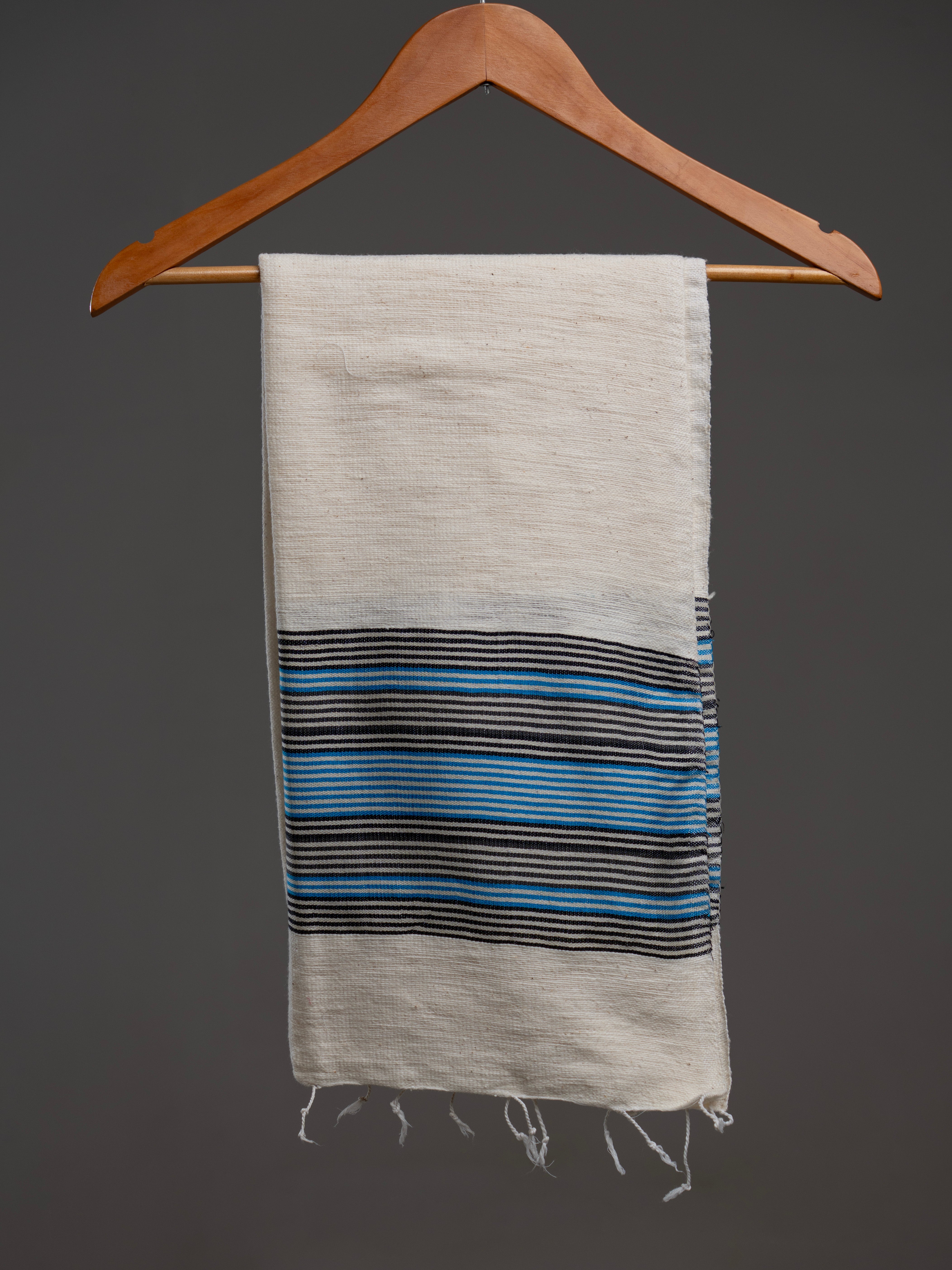 Handwoven Scarf l Blue and Black Stripe