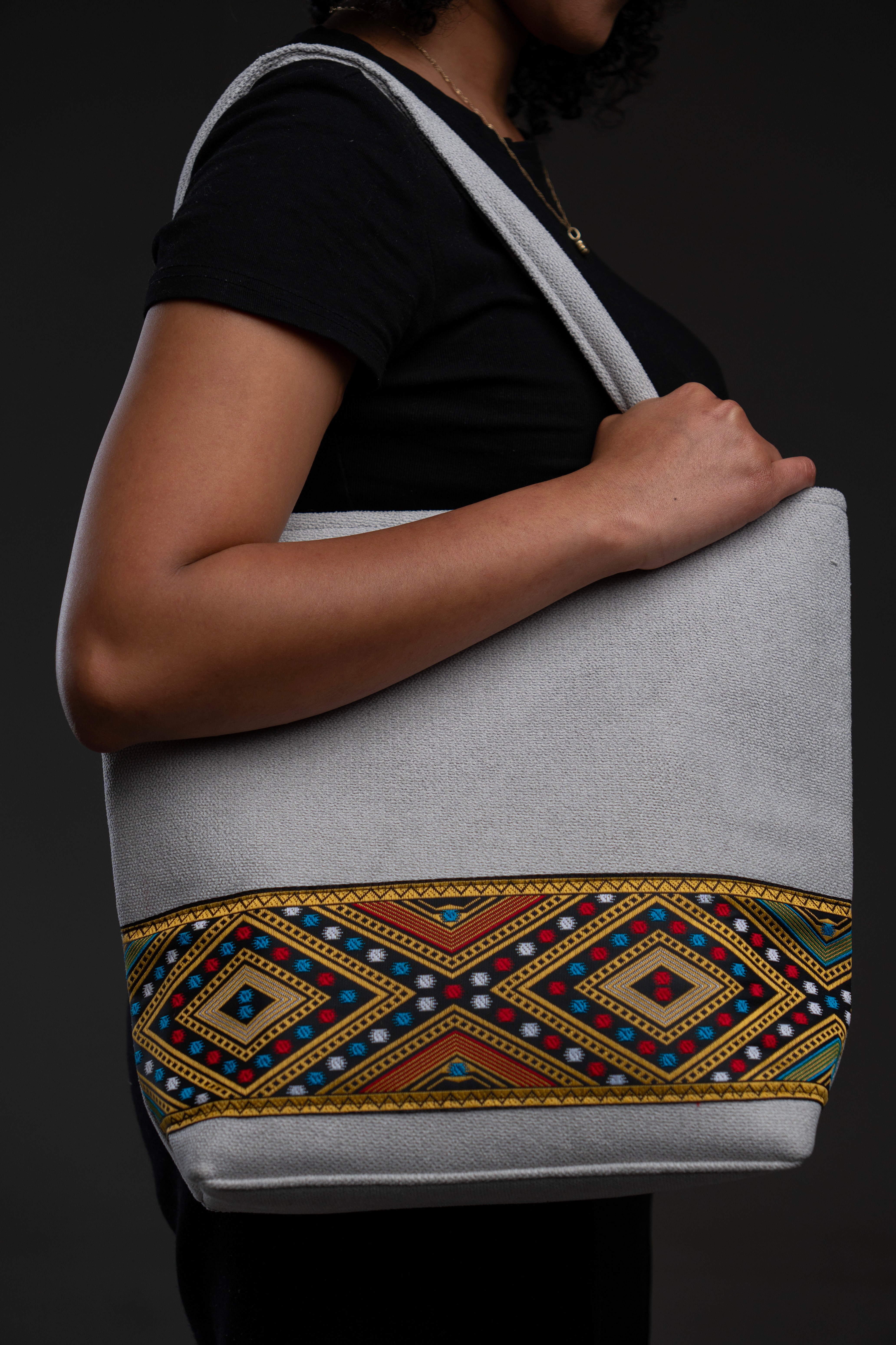 Woven Tote Bag l Grey