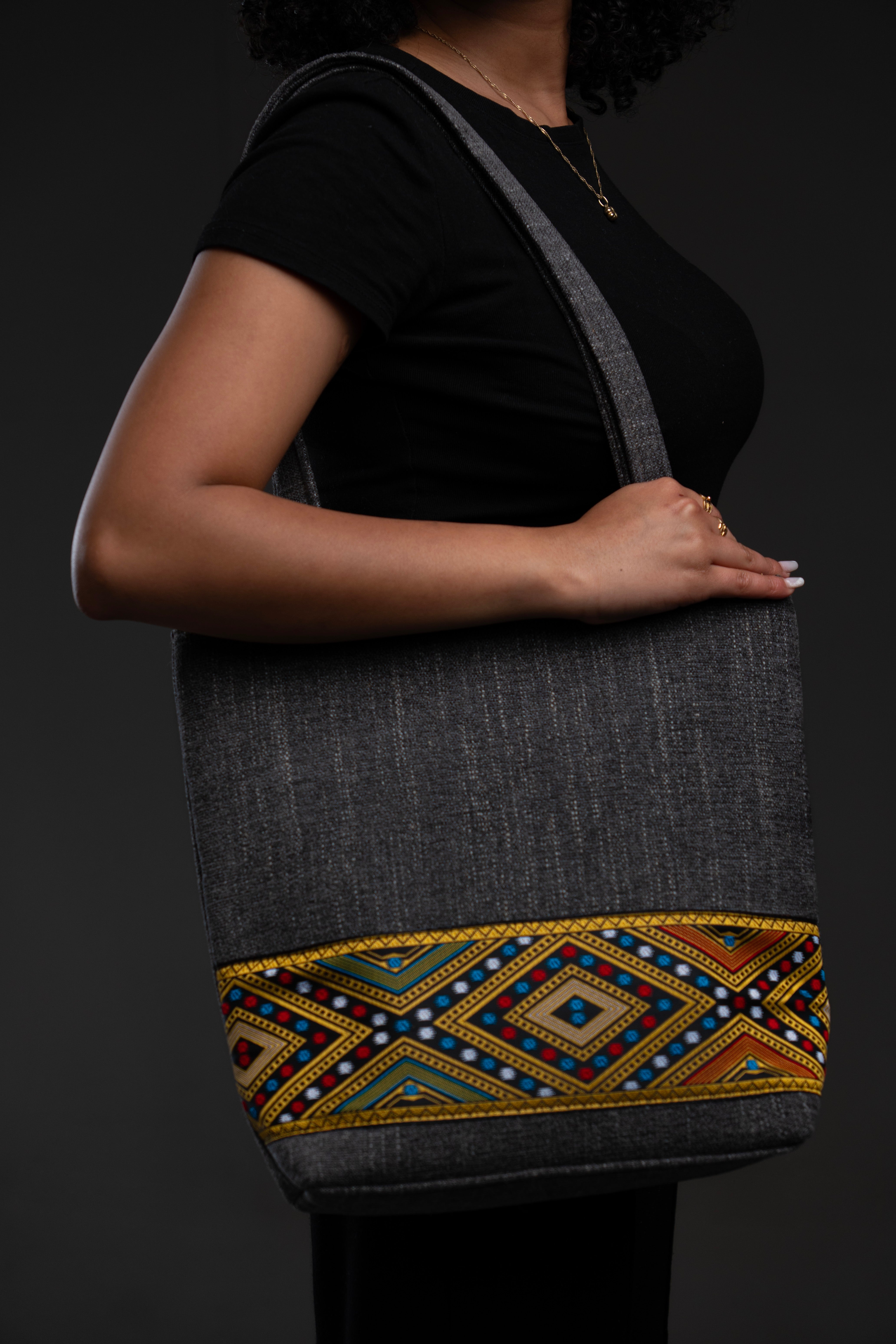 Woven Tote Bag l Dark Grey