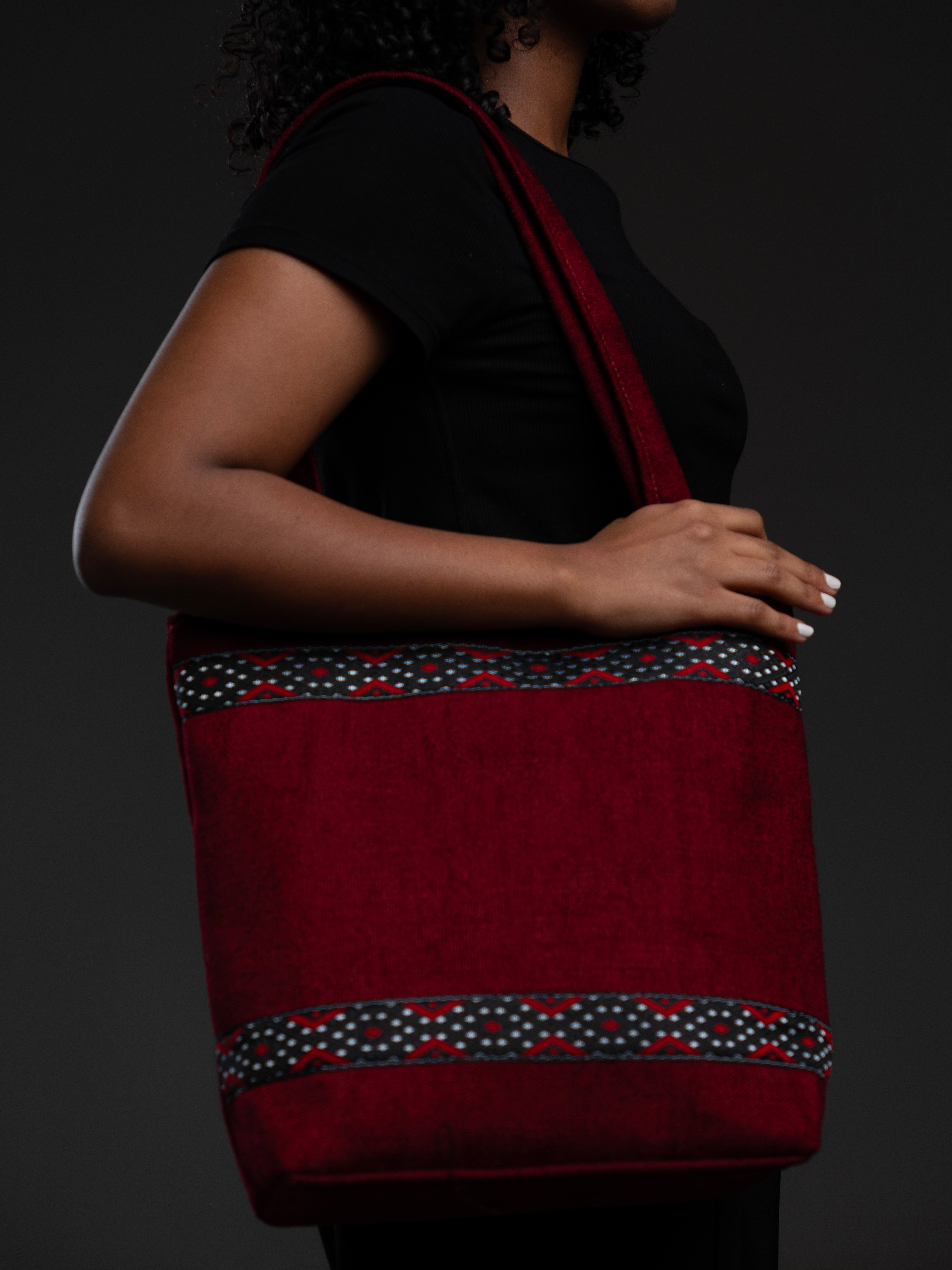 Woven Tote Bag l Red