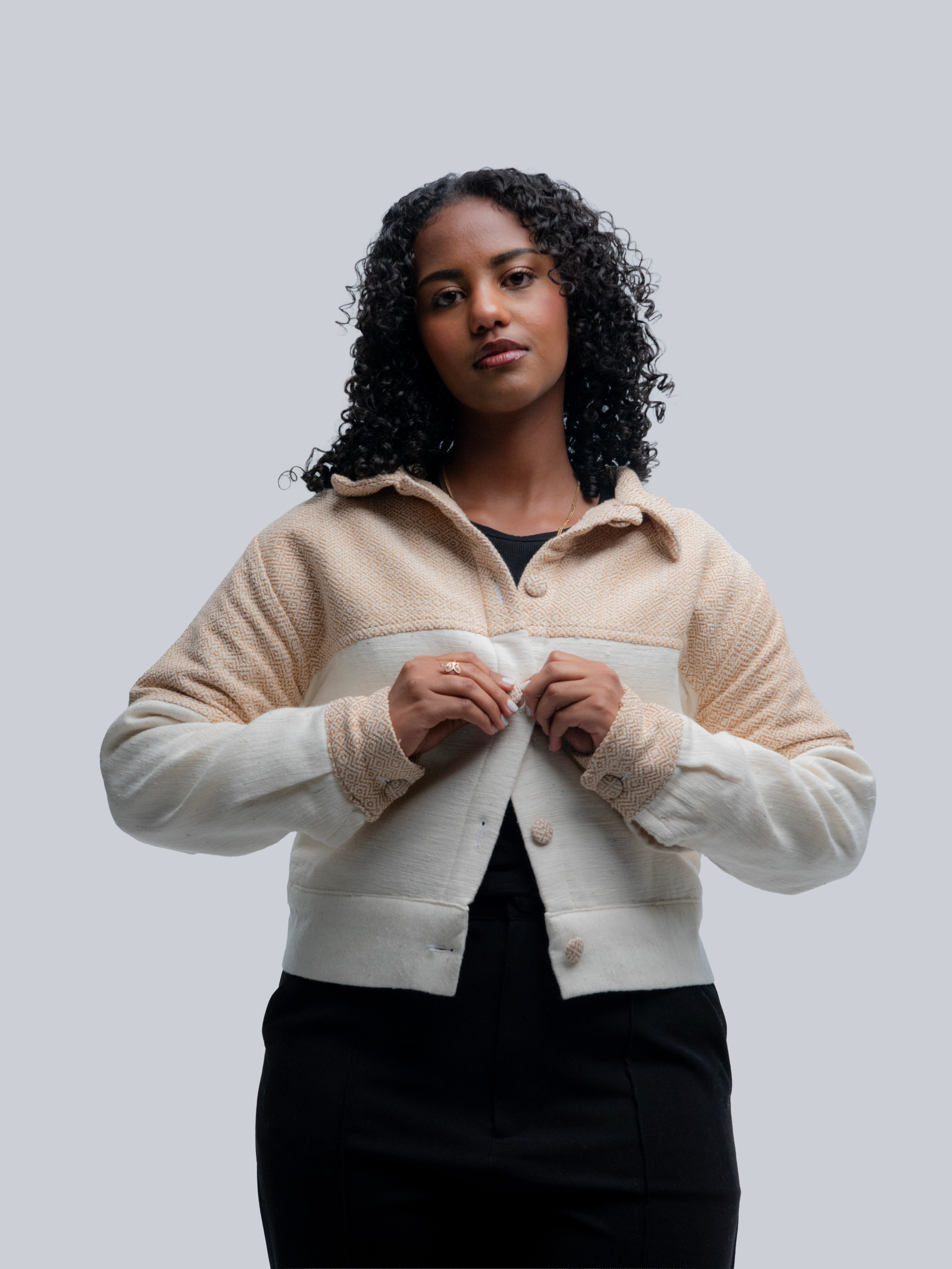 Crop Cotton Jacket l Beige