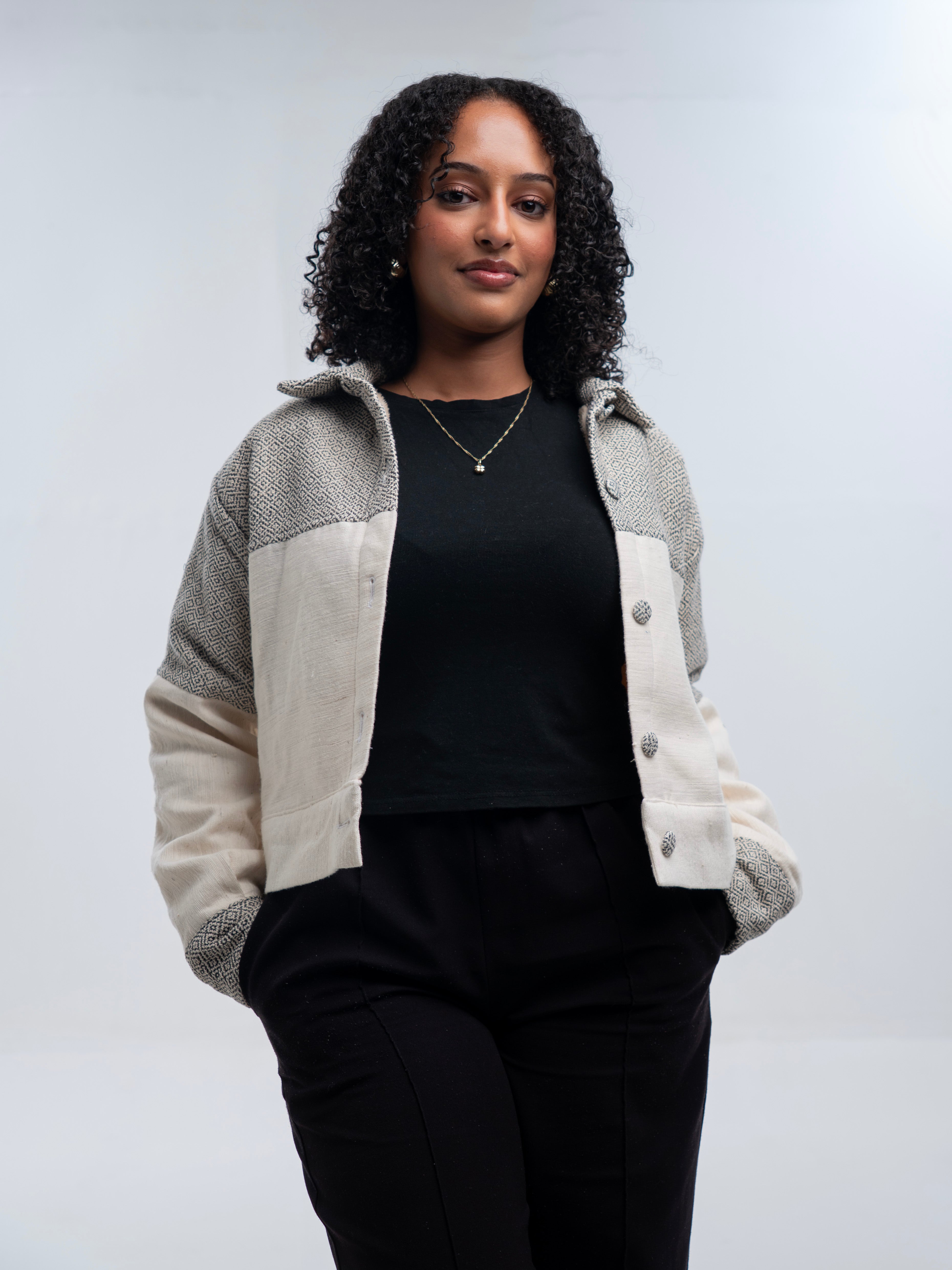 Crop Cotton Jacket l Black