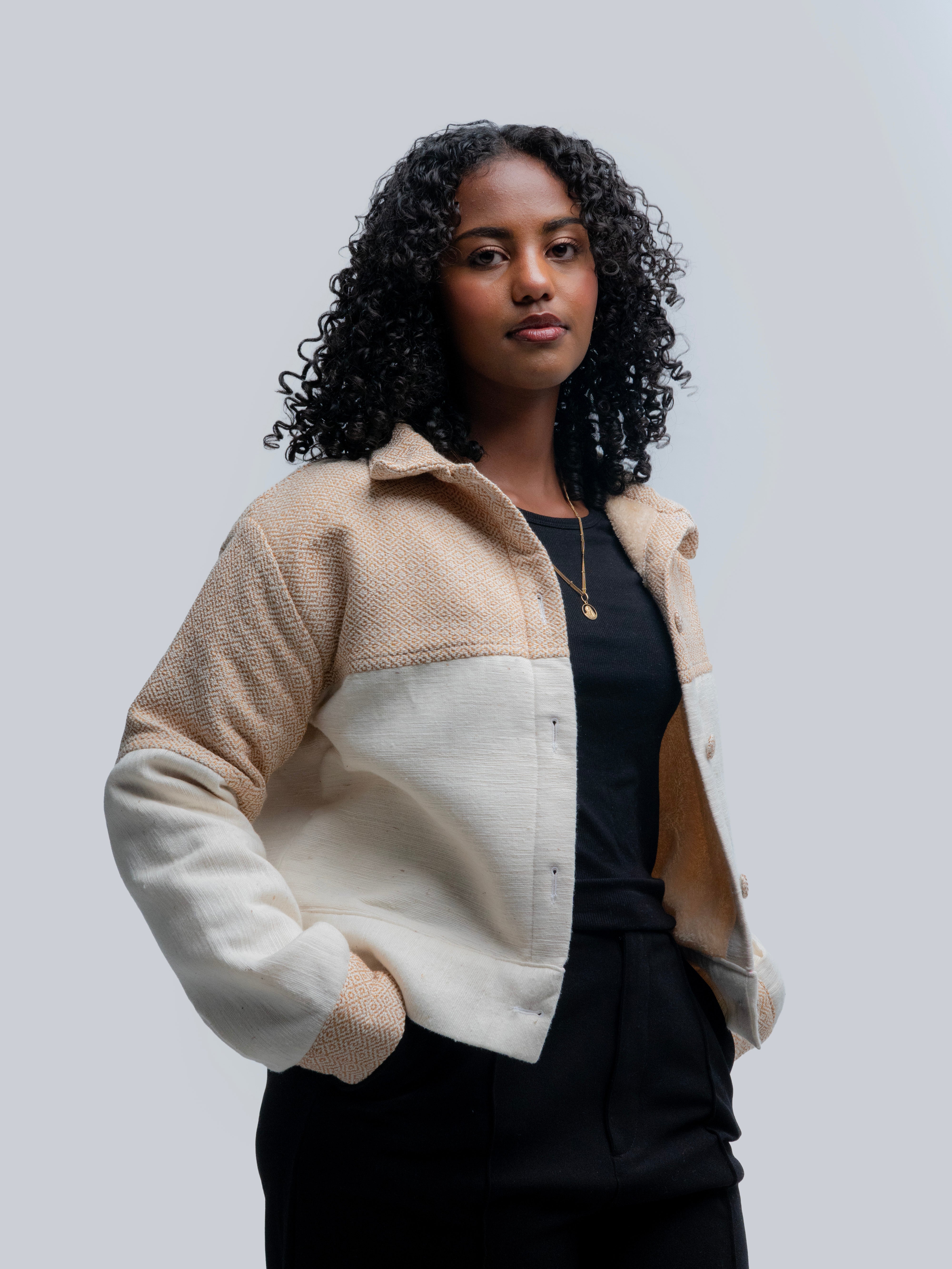 Crop Cotton Jacket l Beige