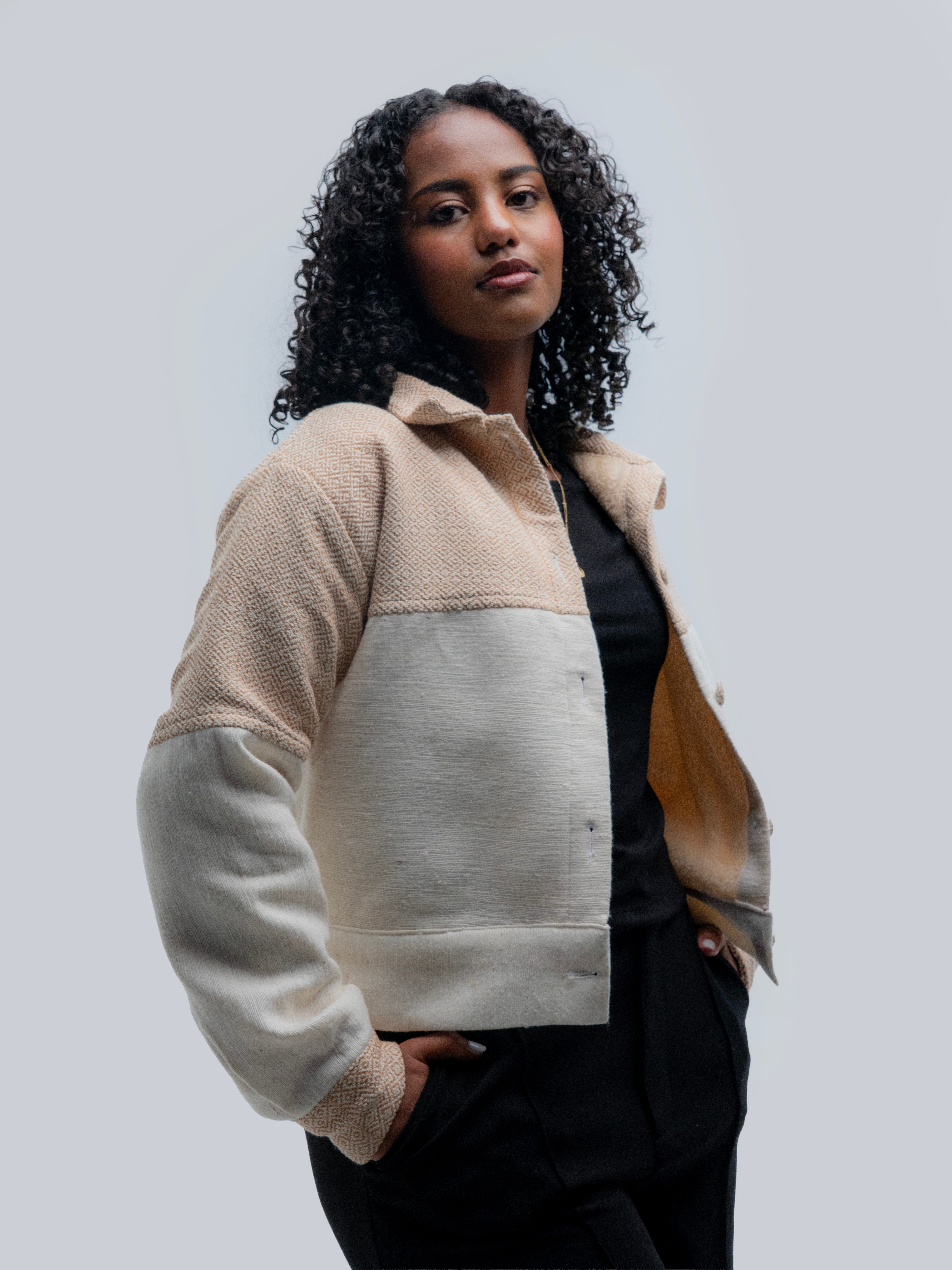 Crop Cotton Jacket l Beige